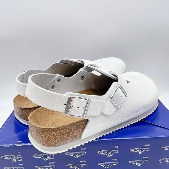 Birkenstock Tokyo Super Grip White Leather Slingback Clogs Mens EU 42 US 9- 9.5R